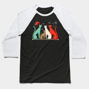 Retro Mid-Century Modern Look Cats 50s 60s Style Baseball T-Shirt